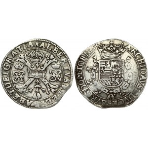 Spanish Netherlands TOURNAI 1 Patagon (1612-21). Albert & Isabella (1612-1621). Averse: St. Andrew's cross; crown above...