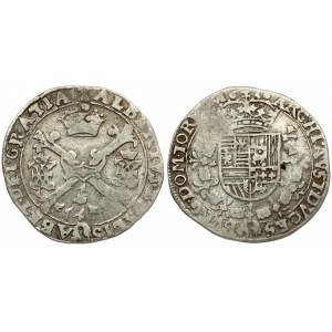 Spanish Netherlands TOURNAI 1/4 Patagon 1616. Albert & Isabella (1612-1621). Averse:  St. Andrew's cross; crown above...