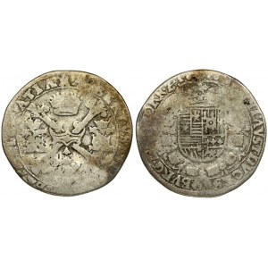 Spanish Netherlands TOURNAI 1/4 Patagon 1616. Albert & Isabella (1612-1621). Averse: St. Andrew's cross; crown above...