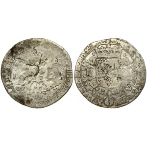 Spanish Netherlands BRABANT 1/4 Patagon 1623 Averse: St. Andrew's cross; crown above; fleece below divides date...