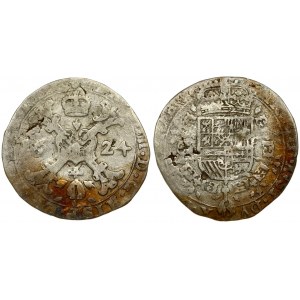 Spanish Netherlands BRABANT 1/4 Patagon 1624 Brussels. Averse: St. Andrew's cross; crown above...