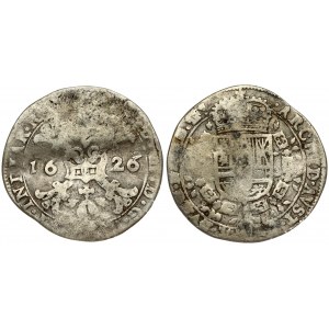 Spanish Netherlands BRABANT 1/4 Patagon 1626 Averse: St. Andrew's cross; crown above; fleece below divides date...