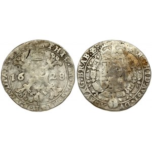 Spanish Netherlands BRABANT 1/4 Patagon 1628 Brussels. Averse: St. Andrew's cross; crown above...