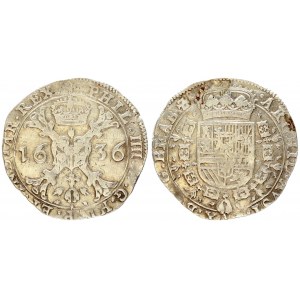 Spanish Netherlands BRABANT 1 Patagon 1636 Brussels. Philip IV(1621-1665). Averse...