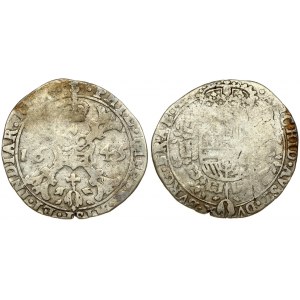 Spanish Netherlands BRABANT 1/4 Patagon 1645 Antwerp. Averse: St. Andrew's cross; crown above...
