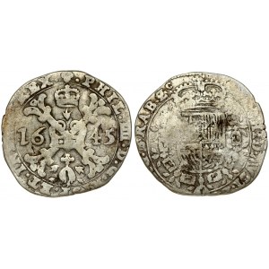 Spanish Netherlands BRABANT 1/4 Patagon 1645 Brussels. Averse: St. Andrew's cross; crown above...