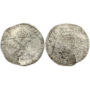 Spanish Netherlands BRABANT 1/2 Patagon 1651 Antwerp. Philip IV(1621-1665). Averse...