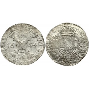 Spanish Netherlands BRABANT 1 Patagon 1654 Antwerp. Philip IV(1621-1665). Averse...