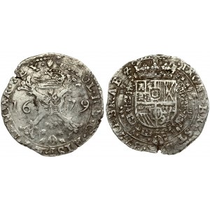 Spanish Netherlands BRABANT 1 Patagon 1679 Antwerp. Charles II (1665-1700). Averse...