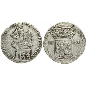 Netherlands GELDERLAND 1 Silver Ducat 1694. Averse: Knight standing right; crowned lion shield at feet...