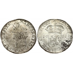 Netherlands WEST FRIESLAND 1 Silver Ducat 1695 Averse: Standing armored knight with crowned shield of West...