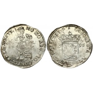 Netherlands WEST FRIESLAND 1 Silver Ducat 1696 Averse: Standing armored knight with crowned shield of West...