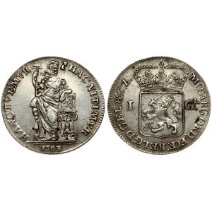 Netherlands GELDERLAND 1 Gulden 1763 Averse: Crowned arms of Gelderland divide value I-GL legend. Averse Legend: MO ...
