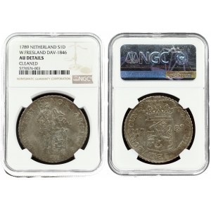 Netherlands WEST FRIESLAND 1 Silver Ducat 1789 Averse: Standing armored knight with crowned shield of West...