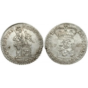 Netherlands WEST FRIESLAND 1 Silver Ducat 1792. Averse: Standing armored knight with crowned shield of West...