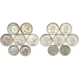 Netherlands 25 Cents & 1/2 Gulden (1921-1944). Wilhelmina I(1890–1948). Averse: Head left. Reverse: Crowned Arms...