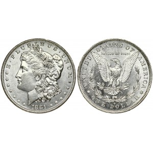 USA 1 Dollar 1881 O 'Morgan Dollar' New Orleans. Averse: Liberty head; facing left. Lettering: E·PLURIBUS·UNUM LIBERTY...