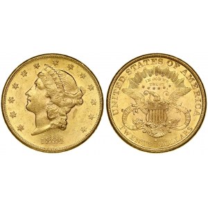 USA 20 Dollars 1884 S San Francisco. 'Liberty Head - Double Eagle' with motto 'TWENTY DOLLARS. Averse...