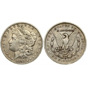 USA 1 Dollar 1892 O 'Morgan Dollar' New Orleans. Averse: Liberty head; facing left. Lettering: E·PLURIBUS·UNUM LIBERTY...