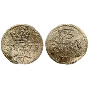 Latvia Courland 2 Denar 1579 Mitau. Gotthard Kettler (1561-1587) Averse: Crowned monogram separating date. Lettering...