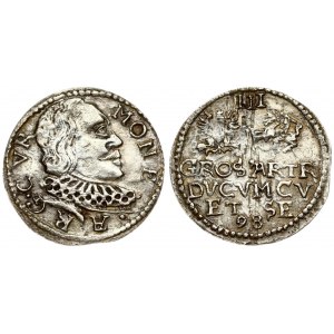 Latvia Courland 3 Groszy 1598 Mitau. Wilhelm Kettler(1587-1616). Averse: Bust facing right surrounded by legend...