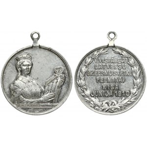 Latvia Medal Riga 1910. In memory of V Latvian Song Festival in Riga. Aluminum. Weight approx: 2.50g. Diameter...