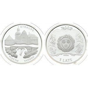 Latvia 1 Lats 2006 Hanseatic City of Straupe. Averse: Coat of arms; date and value below. Averse Inscription: ROOP ...