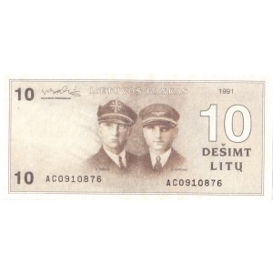 Lithuania 10 Litu 1991 Banknote. Pick# 47 S/N AC0910876