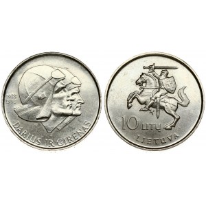 Lithuania 10 Litų 1993LMK 60th Anniversary - Darius and Girenas flight across the Atlantic. Averse...