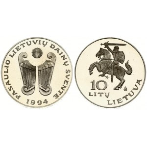 Lithuania 10 Litų 1994LMK International Song Fest. Averse: National arms and value. Reverse...