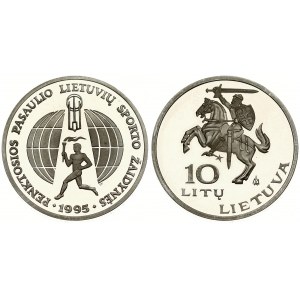 Lithuania 10 Litų 1995LMK 5th World Sport Games. Averse: National arms and value. Reverse...
