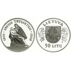 Lithuania 50 Litų 1996 5th Anniversary - 13 January 1991 Assault. Averse...