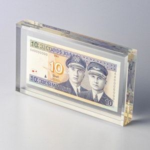 Lithuania 10 Litų 2001 Banknote. DARIUS/GIRENAS AIRCRAFT. N/O AA0000000. P#65. In Plastic