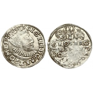 Poland 3 Groszy 1590 Poznan. Sigismund III Vaza(1587–1632). Averse: Crowned bust. Reverse...