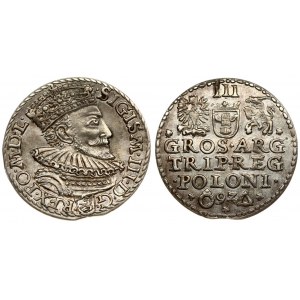 Poland 3 Groszy 1592 Malbork. Sigismund III Vasa (1587-1632). Averse: Crowned bust right. Reverse...