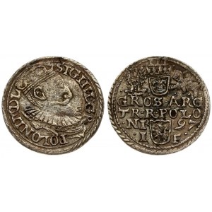 Poland 3 Groszy 1597 Olkusz. Sigismund III Vasa (1587-1632). Averse: Crowned bust. Reverse...