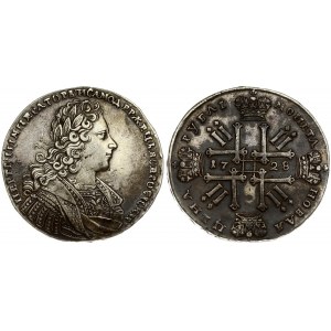 Russia 1 Rouble 1728 Moscow. Peter II (1727-1729). Petersburg type . Averse: Laureate bust right. Reverse...