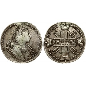 Russia 1 Rouble 1729 Peter II (1727-1729).'Type of 1729' Without points above the sleeve. Averse: Laureate bust right...