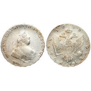 Russia 1 Rouble 1743 ММД Moscow.  Elizabeth (1741-1762). Averse: Crowned bust right. Reverse...