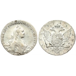 Russia 1 Rouble 1766 СПБ АШ Т.I. St. Petersburg. Catherine II (1762-1796). Averse: Crowned bust right. Reverse...
