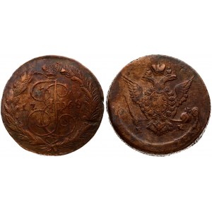 Russia 5 Kopecks 1768 ЕМ Ekaterinburg. Catherine II (1762-1796). Averse: Crowned monogram divides date within wreath...