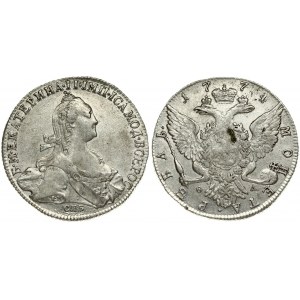 Russia 1 Rouble 1774 СПБ-ФЛ St. Petersburg. Catherine II (1762-1796). Averse: Crowned bust right. Reverse...