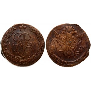 Russia 5 Kopecks 1778 ЕМ Ekaterinburg. Catherine II (1762-1796). Averse: Crowned monogram divides date within wreath...