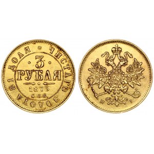 Russia 3 Roubles 1873 СПБ-ΗІ Alexander II (1854-1881). Averse: Crowned double imperial eagle. Reverse...
