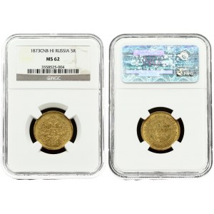 Russia 5 Roubles 1873 СПБ-НІ St. Petersburg. Alexander II (1854-1881). Averse...