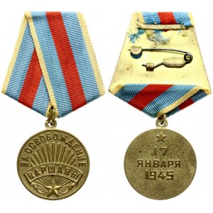 Russia Medal 'For the Liberation of Warsaw' (1945). On the front side; at the top; along the circumference...