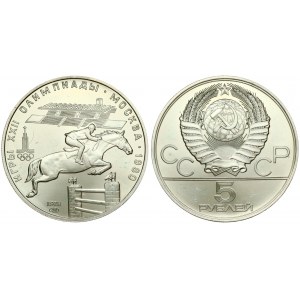 Russia USSR 5 Roubles 1978(L) 1980 Olympics. Averse: National arms divide CCCP with value below. Reverse...