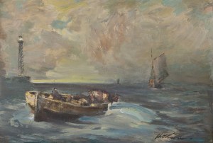 Marian Mokwa (1889 Malary - 1987 Sopot), Łodzie na morzu