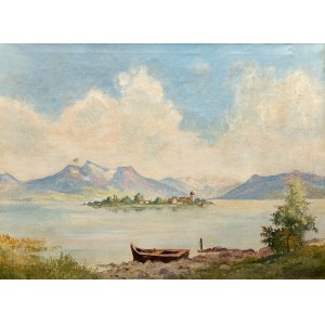 malarz nieokreślony (XX w.), Pejzaż z łodzią