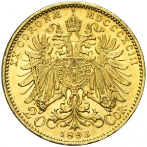 Austria, Franciszek Józef, 20 koron 1893, Wiedeń